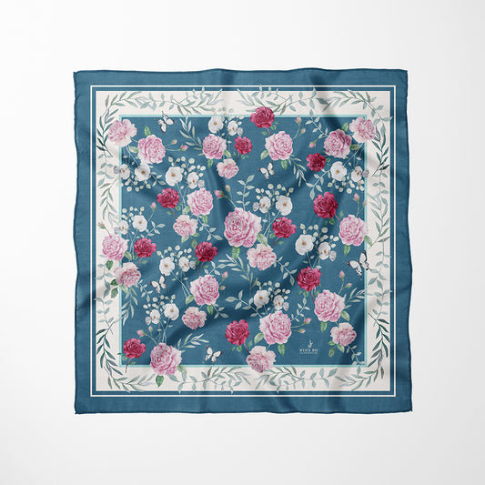 庭園玫瑰絲巾Garden Rose Silk Scarf