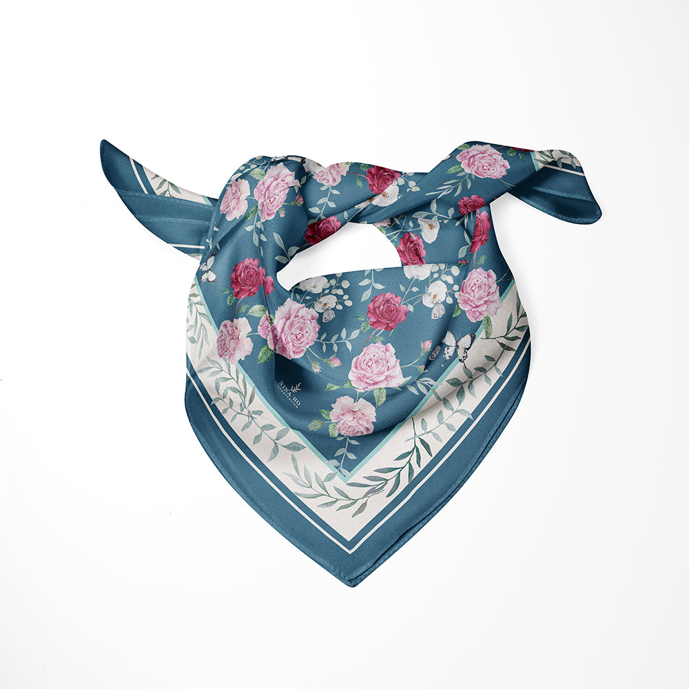 庭園玫瑰絲巾Garden Rose Silk Scarf