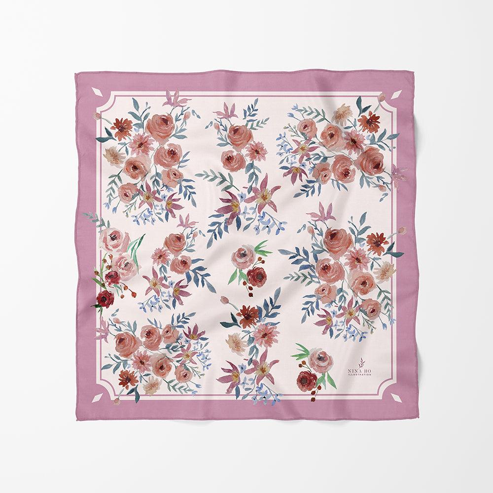 陸連派對絲巾Ranunculus Party Silk Scarf - Blush Purple