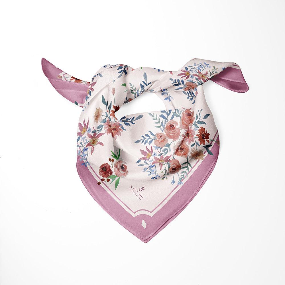 陸連派對絲巾Ranunculus Party Silk Scarf - Blush Purple